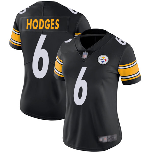 Women Pittsburgh Steelers Football #6 Limited Black Devlin Hodges Home Vapor Untouchable Nike NFL Jersey